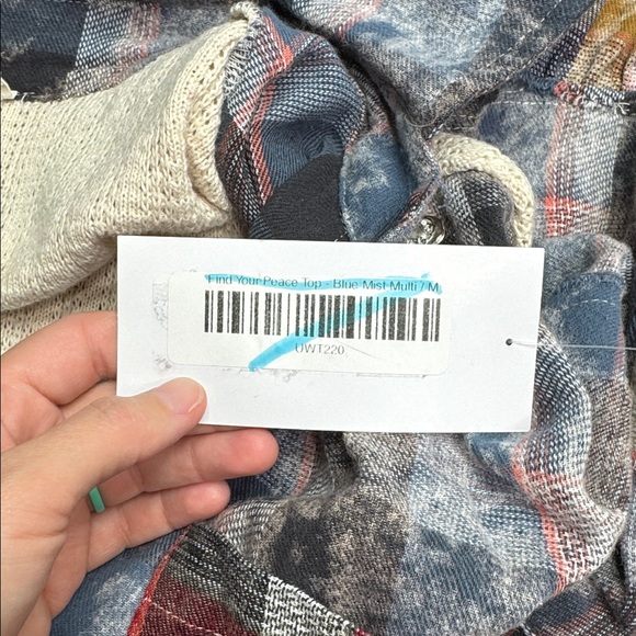 Pol Peace Patch Plaid Color Block Top Long Sleeve Button Up Shirt Size Medium - Picture 10 of 10